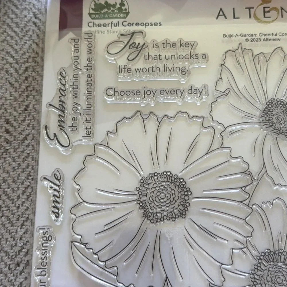 Altenew - Cheerful Coreopses Photopolymer Cling stamp and stencil set retail $40